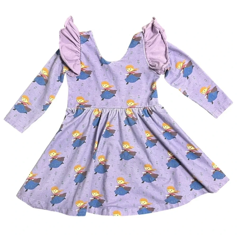 Monica + Andy Disney Frozen Anna Organic Cotton Ruffle‎ Dance Dress Purple 3T